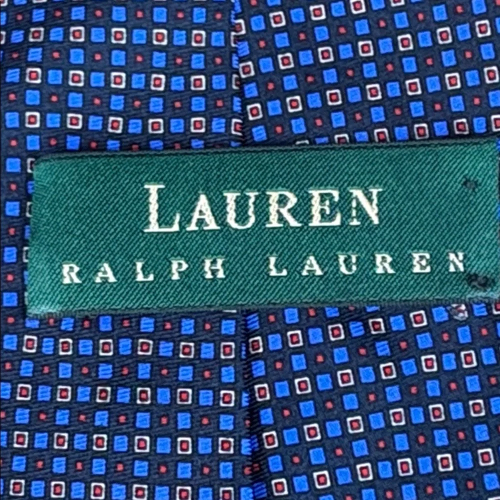Lauren Ralph‎ Lauren Neck Tie Blue Geometric Silk